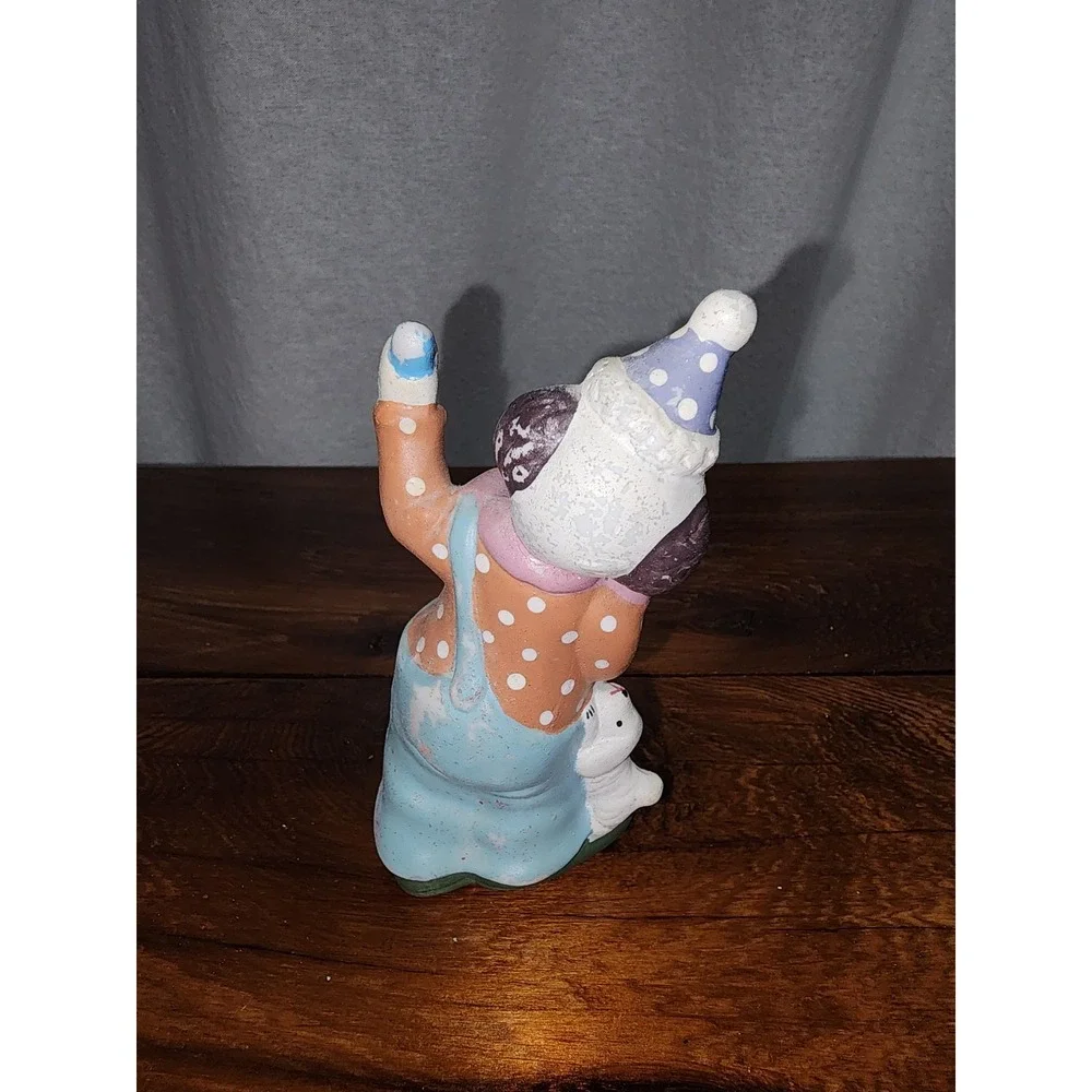 Set of Two Clowns with‎ pets vintage Porcelain Figurines